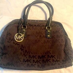 Michael Kors Charlotte Top Handle Doctors Bag MK Signature Logo Black